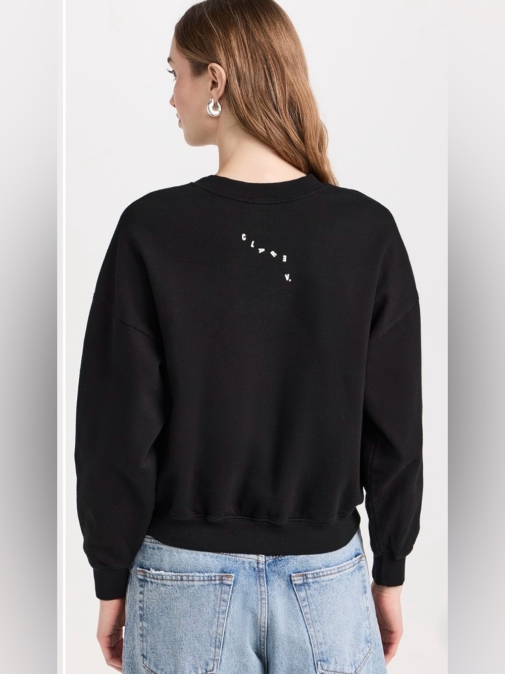 Clare V Le Drop Black Sweatshirt with cream 'oui' Graphic, Medium - Picture 4 of 9